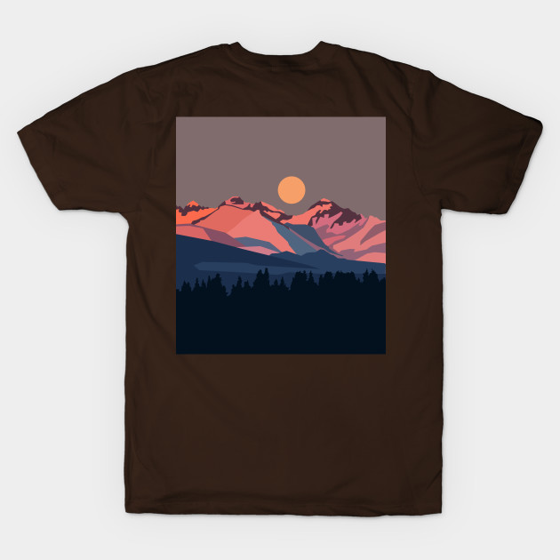 Sunset in snowy mountains by BumbleBambooPrints